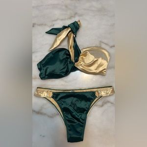 Zaful green and gold swim suit